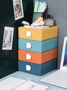 1 Stück bunte Aufbewahrungsbox für Zuhause, Schubladentyp Schreibtisch Make-up Organizer Box, Kosmetikorganizer Box, mehrstöckige stapelbare Schmuckbox, Brillenbox Ausstellungsbox