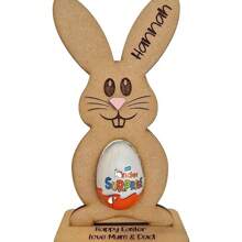 1pc New Easter Gift Rabbit Chocolate Egg Holder, Wooden Tabletop Decor Craft For Party (Eggs Not Included)