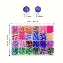 360pcs/720pcs 8mm Two-Color Crackle Glass Beads Jewelry Making Kit With Scissors, Elastic Wire, Lobster Clasp, Jump Ring For Handmade DIY Jewelry Bracelet, Earrings, Necklace Making (Random Colors) - Gradient Two-color - View 5