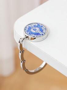 1 件青花瓷锌合金手提包挂钩，配成熟风格折叠钱包挂架，便携式餐厅和酒吧桌钱包架，独特的礼物创意，便携式挂钩 | 优雅配饰 | 闪亮金属饰面，钱包 - 藍色 - 查看 11