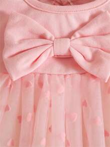 Vestido de princesa de punto rojo para bebés niñas con cuello redondo y volantes de malla, decoración con lazo lindo, para verano, fiesta de cumpleaños