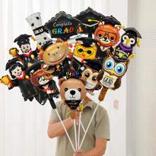10pcs Random Style Graduation Balloons, Graduation Bear, Graduation Certificate, Graduation Party Decoration, Photography Props - Multicolor - View 6