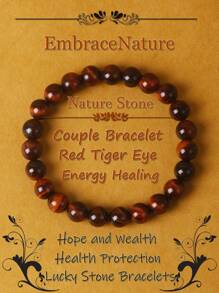 1 pieza Pulsera de ojo de tigre azul real de calidad 5A+ para hombre, 6/8 mm, con cuentas de piedra de ojo de tigre rayo rojo, pulseras de curación de energía natural de piedra para mujeres, joyería