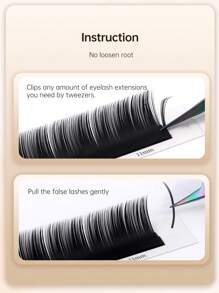 yelix 12排B/C/CC/D/L卷翘柔软浓密山茶花睫毛延长自然经典3D俄罗斯仿貂假睫毛预制优质羊绒单根睫毛美容沙龙简易扇形0.07粗度睫毛科技用品24小时约会魅力睫毛簇、睫毛簇、单根睫毛、睫毛、假睫毛 - 黑色 - 查看 8