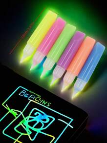 6 piezas Lapices fluorescentes que se iluminan en la oscuridad, exposición a luz fuerte los ilumina por la noche para dibujos DIY, pintura y delineado