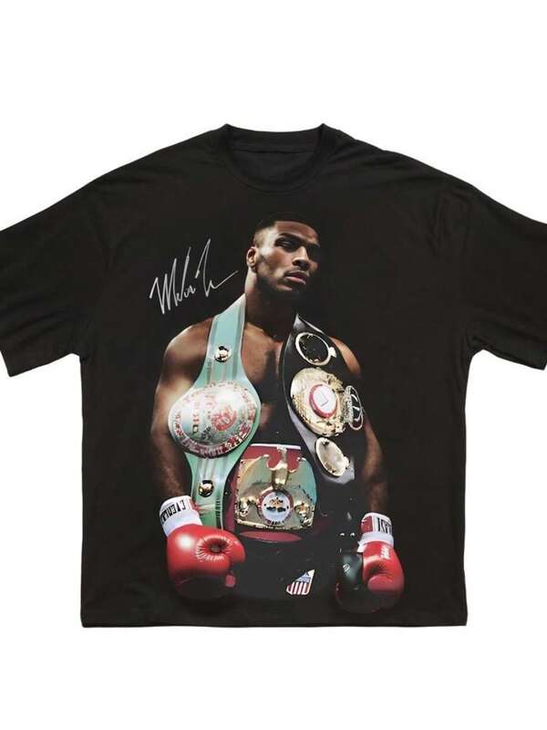 Vintage Mike Tyson 90s Boxing Legend Graphic Tee, Unisex Retro Street Design Suitable For Boxing Fans, Autographed Vintage T-Shirt For Collectors And Sports Enthusiasts