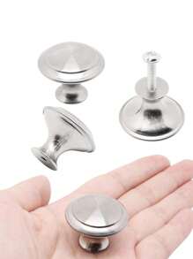 10pcs Stainless Steel Mushroom Shaped Drawer Pulls, Silver Cabinet Door Knobs - Silver - View 4
