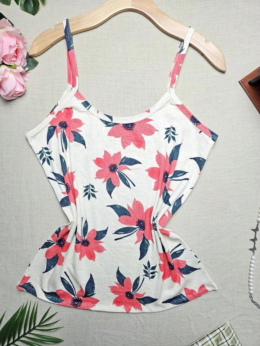 FASHION Women's Tank Top Plus Size Straps G1 Stretches Well NEW Prints - 五紅花瓣 - 查看 1