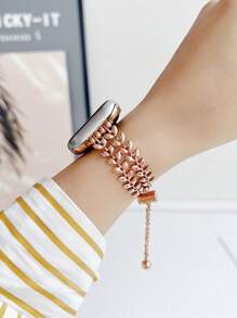 不锈钢小麦设计表带兼容 Apple Watch Series Ultra/Ultra 2/10/9/8/7/6/SE/5/4/3/2/1，适合所有尺寸 49mm、46mm、45mm、44mm、42mm、41mm、40mm、38mm，长度可调