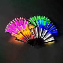 Abanico plegable de mano con luz LED, luz portátil, show de baile nocturno, barra fluorescente DJ, club, decoración de fiestas - Multicolor - Ver 2