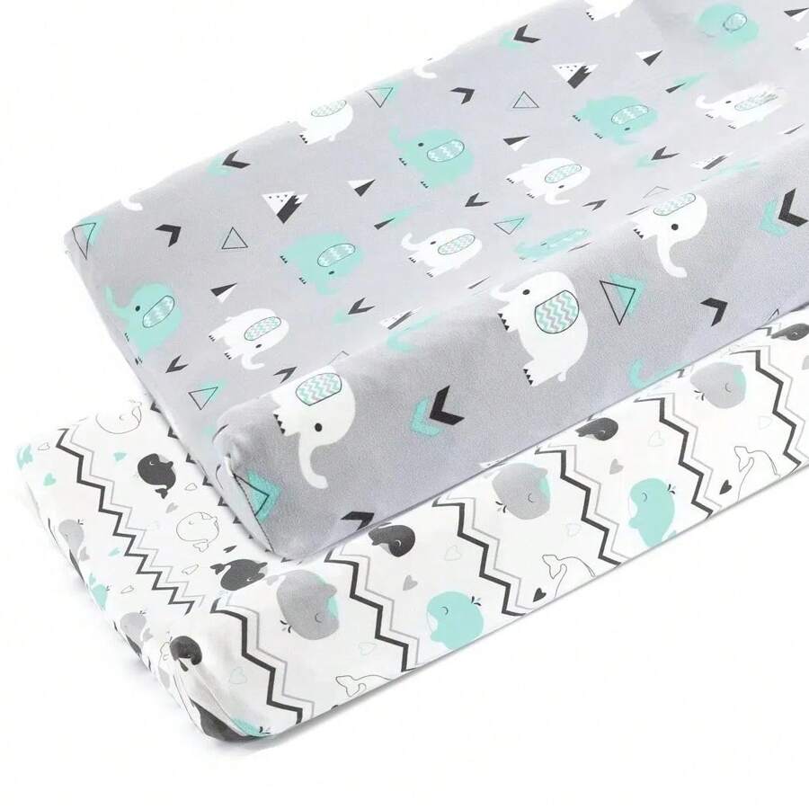 Copri fasciatoio in maglia elastica super morbida, copri fasciatoio con stampa di animali carini, adatto a fasciatoi di 32"X16", unisex per bambini e bambine - Multicolore - Visualizzare 1