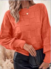 TRICOZHU Women's Blouse WINTER KNITTED Long Sleeve Blouse FASHION 2024 - 珊瑚橙 - 查看 1