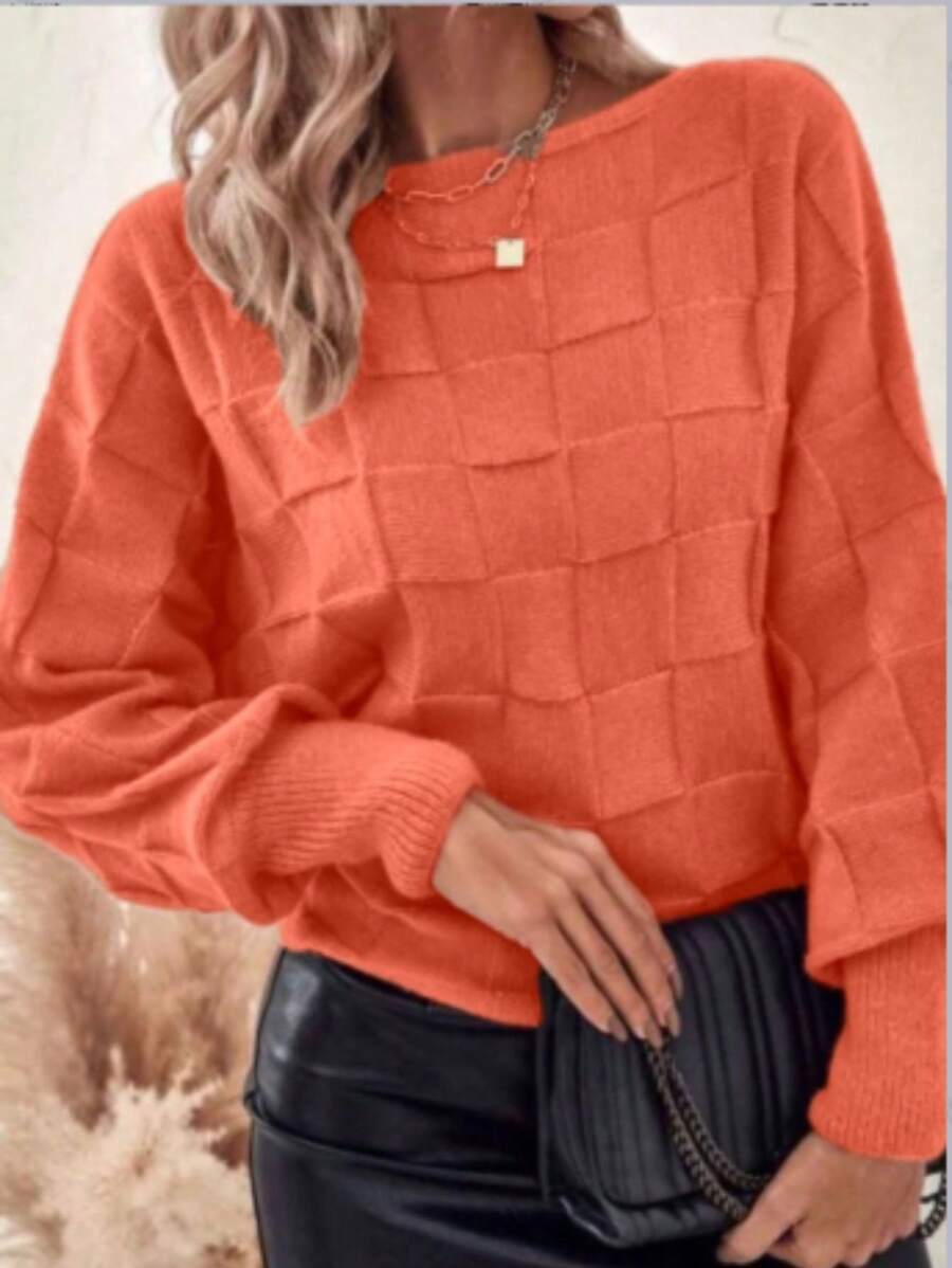 TRICOZHU Women's Blouse WINTER KNITTED Long Sleeve Blouse FASHION 2024 - 珊瑚橙 - 查看 1