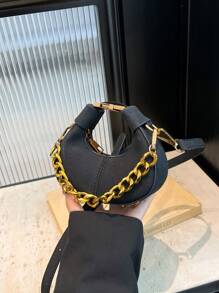 DareSee Bolso de mano minimalista de moda, bolso casual de unicolor y elegante para mujeres, nuevo regalo de llegada para el festival de música, el festival Y2K, el regreso a la escuela, otoño e invierno - Negro - Ver 8