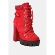 Botines con tacón de bloque de abedul - Rojo - Ver 2