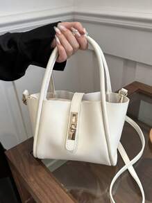 Bolso de mano con bandolera versátil de mujer en unicolor de PU de moda, con monedero pequeño