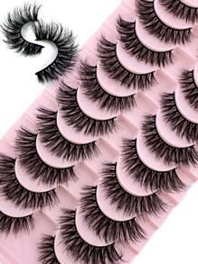 HBZGTLAD 10 对自然蓬松猫眼睫毛 5D 自然假睫毛柔软水貂毛交叉睫毛延长，浓密自然睫毛