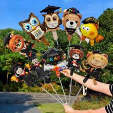10pcs Random Style Graduation Balloons, Graduation Bear, Graduation Certificate, Graduation Party Decoration, Photography Props - Multicolor - View 5