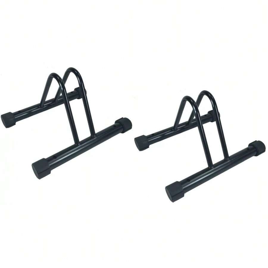 Set Of 2 Bicycle Floor Parking Racks - Single Bike Storage Stands For Home And Garage Use - Default - View 1