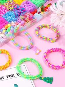 织机带套件、橡皮筋手链制作套件、女孩友谊弹性手链制作套装、艺术工艺品生日圣诞礼物 - 皮筋 - 查看 3