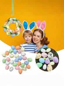 100 piezas de huevos de Pascua, huevos moteados de Pascua, huevos miniatura de colores realistas para decorar coronas, decoración de Pascua, decoración del hogar, decoración de fiestas, huevos falsos, decoración de paisaje en miniatura