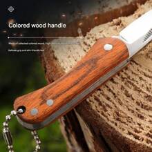 Kolorowy drewniany mini scyzoryk ze stali nierdzewnej składany nóż do owoców przenośny ekspresowy otwieracz do pudełek Outdoor brelok składany nóż, mały, ale nie za delikatny, aby stać się nożem na dłoni; kempingowa przygoda