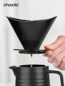 choxila 1pc V60 keramische koffiefilter, ingot-vormig overgietkoffiefilter, Sharing Pot druppelfilterbeker, herbruikbare kegelvormige overgietkoffiezetter met vleugelvormige zijkanten, koffie-accessoires