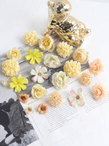 20pcs Fake Flower Head Set Plus Box Artificial Rose Daisy Flower Head For DIY Garland Flower Bouquet Wedding Crafts Bridal Party Shower Home Decoration Wedding Car Shoes Hat