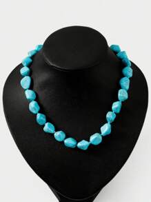 1pc Retro Turquoise Bohemian Unique Design Fashion Necklace - Turquoise - View 1