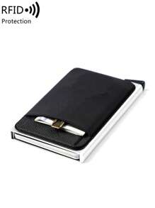 MIYIN Fashionable Ultra-Thin Aluminum Alloy Card Holder/Wallet, Unisex, Minimalist Solid Color Automatic Pop-Up Design, With Cash Compartment, Can Hold Credit Cards, ID Cards, Etc., Lightweight And Portable, Ideal Birthday Gift For Dad, Husband, Lover, Boyfriend, Also Suitable For Valentine's Day, Anniversary, Father's Day, Etc. Black Accessory, Men's Wallet/Mini Wallet/Card Holder. - Silver - View 6