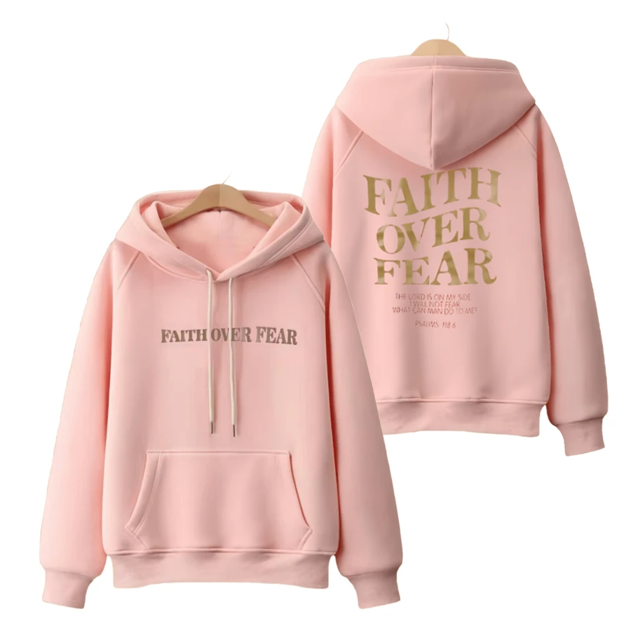 2 Colors To Choose From, Carbon Black And Watermelon Pink, Faith Over Fear Christian Hoodie Christian Hoodie Jesus Hoodie Bible Poetry Shirt Unisex Aesthetic Clothing Is The Perfect Choice For Fall And Winter Gifts