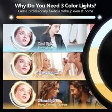 Espejo de maquillaje con luces, espejo de aumento de 20X con luz e interruptoráctil, espejo de tocador con luz de 3 colores y 80 LEDs, espejo de aumento iluminado de dos lados de 8.8 pulgadas - Blanco - Ver 4