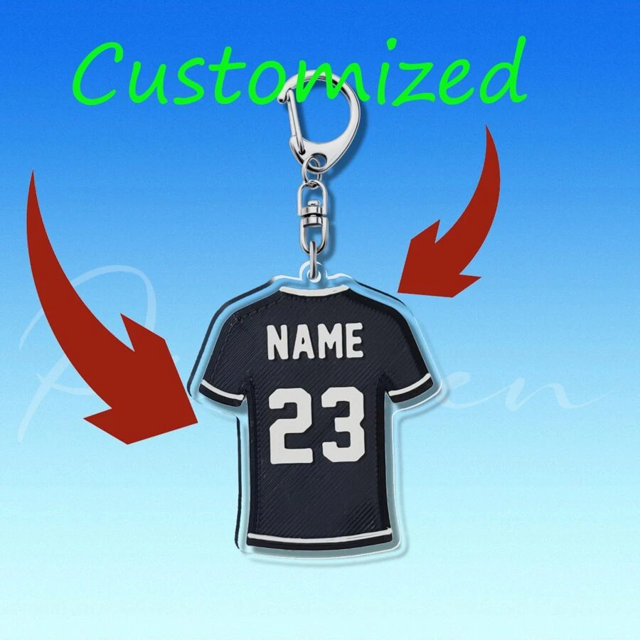 Soccer Jersey Custom Acrylic Keychain Sports Fans Gift For Kids Sports Sports Team Gift Custom Keychain Bag Tag,Unique Double-Sided Design, Suitable For Fans' Personalized Decoration Keychain Pendant, Birthday Custom Gift, Christmas Custom Gift