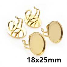 2pcs Stainless Steel DIY Ring Blank Base Setting Fits 10-25mm Round/Oval/Square Cabochons Rings Bezel Tray DIY Jewelry Making Accessories Findings - Ring Base - View 9