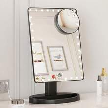 Espejo de maquillaje iluminado Funtouch con 88 LED, pantallaáctil de rotación de 360 grados, espejo cosmético portátil de mesa con aumento de 10X - Negro - Ver 6