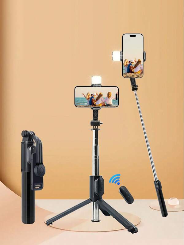 Perche à selfie sans fil de 93 cm/36,6 po de hauteur avec télécommande sans fil et éclairage de remplissage LED, convient à divers modèles de smartphones, diffusion en direct, photographie, assistant de voyage idéal compatible avec et Android pour les vacances d'été, les voyages, l'éclairage de remplissage, les activités de plein air, le trépied de diffusion en direct