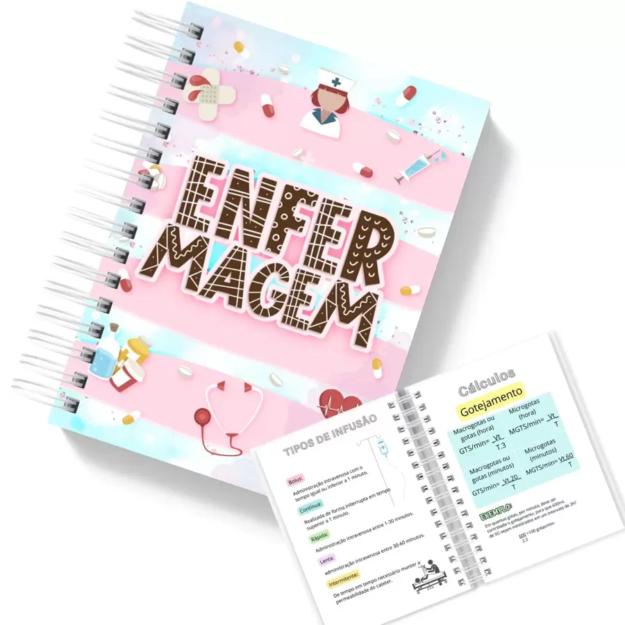 Caderno de Estágio para Enfermagem - Rosa empoeirado - Visão 1