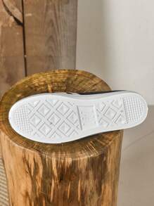 Zapatillas de lona planas con cordones, puntera redonda y slip-on de mujer, zapatos deportivos casuales, color blanco, para primavera y otoño