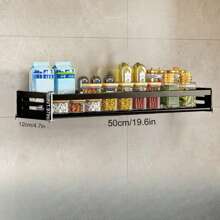 1pc Kitchen Storage Rack, Can Hang Seasonings, Dishcloths/Cutting Boards/Spoons For Drainage, Suitable For Kitchen Storage, Home Cleaning And Personal Care - Black - View 3