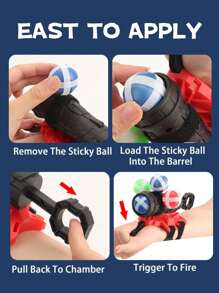 粘球玩具，包括 6 个粘球、粘球发射器和毛绒目标，适合作为 3 至 12 岁男孩和女孩的玩具礼物，适合室内和户外运动派对游戏玩具和家庭派对礼物 - 紅色 - 查看 4