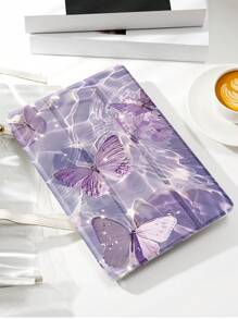 1pc Purple Glitter Butterfly Pattern Tablet Protective Case, Compatible With IPad 10.2", IPad Pro 2021/2020, IPad 9th/10th Gen, Galaxy Tab A8 10.5" 2022, Matepad 10.4", Tab, Anti-Drop, With Pencil Slot, Support Sleep/Wake Function