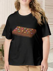 Cosmic Brownie Little Debbie Cake Oversize Women T-Shirt For Ladies Plus Size Chocolate Candy Brownie Delight