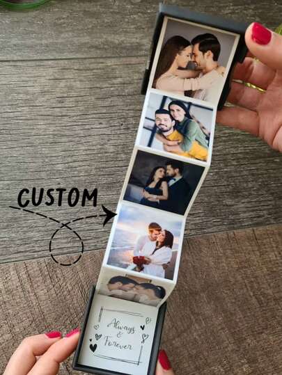 Customize A 6-Photo And Text Anniversary Ring Box To Set Up A Gift Box For His Or Her Birthday, Anniversary, Valentine's Day, Christmas, Or Simply Say "I Love You" Or "I Miss You" With Personalized Photos. Customized Ornaments, Customized Handicrafts, Home Decoration