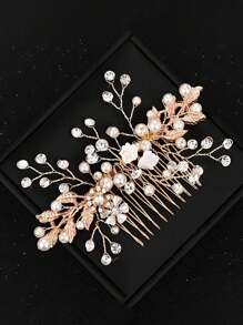 Elegant Gold Foil Bridal Hair Comb - Zinc Alloy, Perfect For Weddings And Special Occasions - Multicolor - View 7