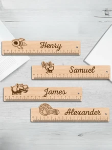 1 Piece 30cm/8in Customizable Name Wooden Cartoon Ruler, Personalized Kids Ruler, Wooden Ruler With Fun Cartoon Design, Gift For Students, Back To School, Birthday Party Favors, Classroom Supplies, School Supplies, For Teacher Gifts, For University, For Colleague, For Dorm Rooms, For Teacher, For Boys And Girls, For Teenagers, Junior High School Students, Middle School Students, Freshman, Sophomore, Underclassmen, Multi-Functional, Ornamental, For Business/Work/Office, For School