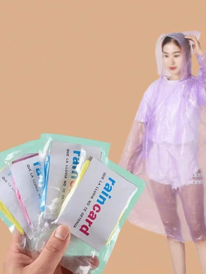 10/5 男女一次性雨衣 迷你便携式成人雨衣 适用于户外露营、徒步、骑行 防水雨衣 旅行必备品（随机字母和彩色包装） 返校用品