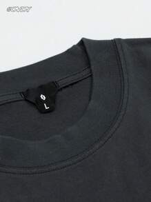 OVDY 1 pièce T-shirt à manches courtes col rond pour homme, style vintage lavé et délavé avec impression sérigraphique brossée à la main. Style streetwear outdoor années 2000