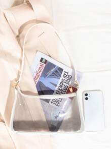 Women's Fashionable Transparent PVC Armpit Bag/Shoulder Bag For Daily Commuting - White - View 5