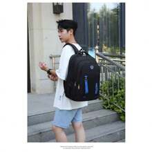 Mochila de hombre resistente con diferentes colores,con 3 compartimentos,cierres dobles,cinta acolchonadas y cinta ajustable - Azul - Ver 7