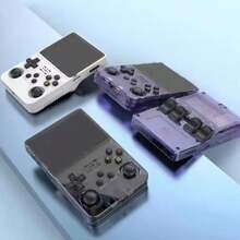 Retro Handheld Game Console R36S - Upgraded 3.5" Clear Screen, USB Charging, Headphone Jack, Dual-Core GPU, 3500mAh Battery, ABS Material - Perfect Valentine's Day & Easter Gift For Gamers, White/Purple/Black